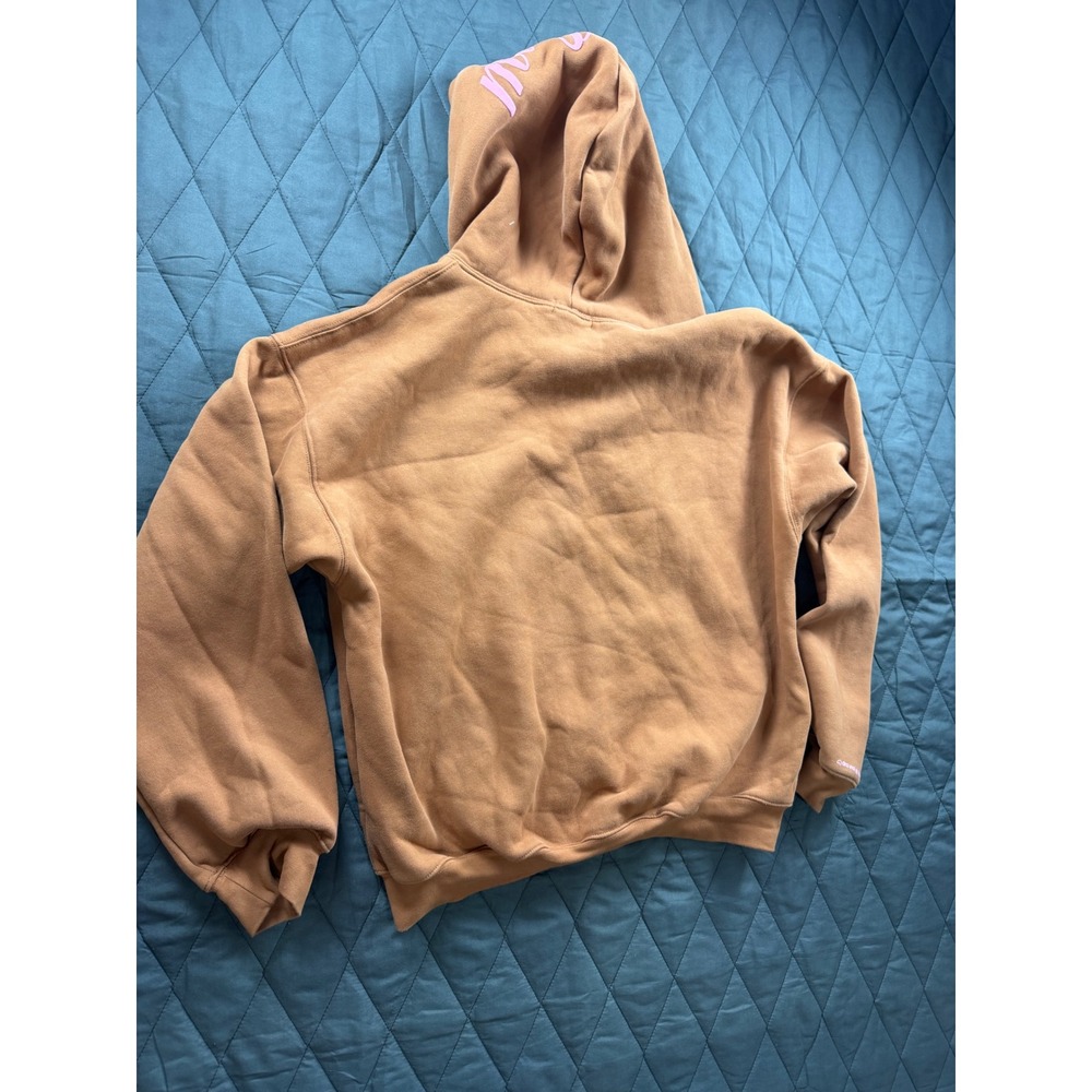 The Mayfair Group Cancelled Plans Zip Up Hoodie Brown Pink Puff Print L/XL - Picture 10 of 14